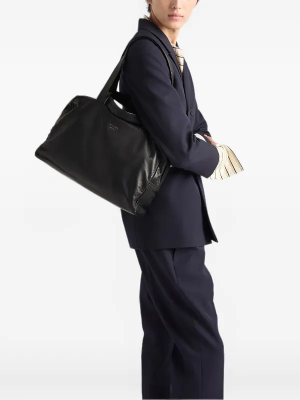 Prada Nappa Leather Work Bag | Black | FARFETCH