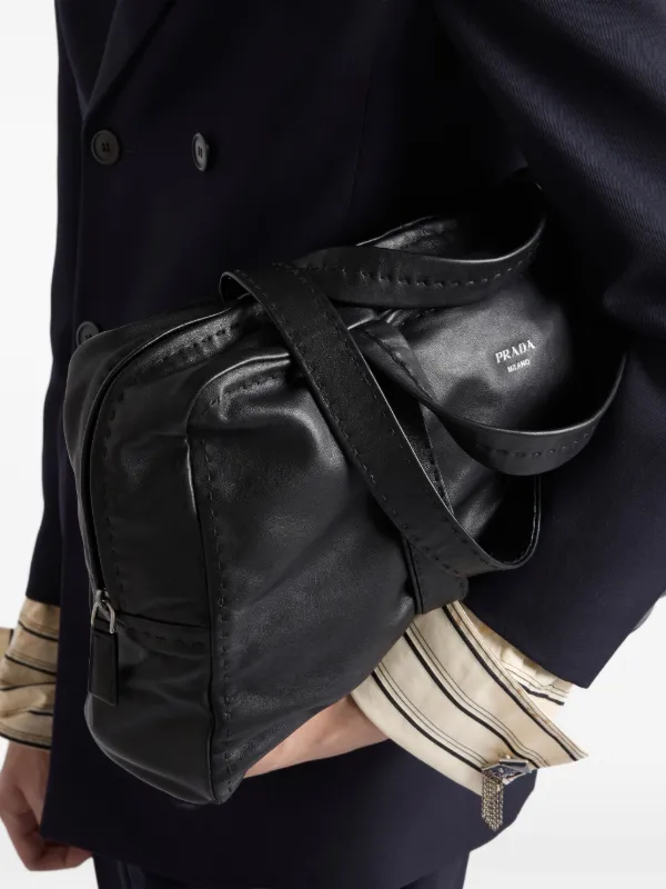 Prada Nappa Leather Work Bag | Black | FARFETCH