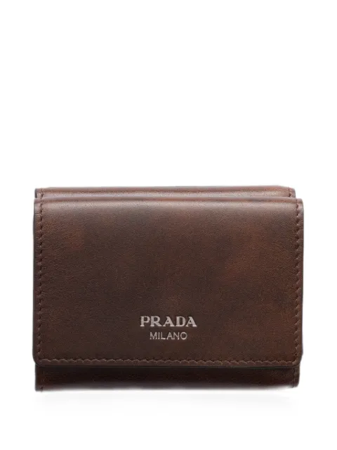 Prada small antiqued leather wallet