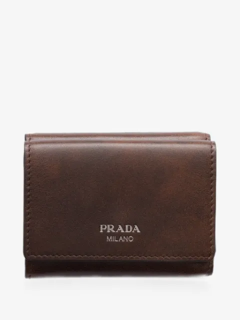 Prada small antiqued leather wallet