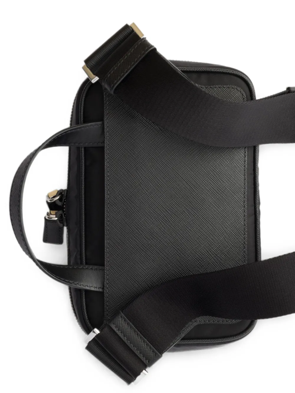 Prada Re-Nylon leren messengertas Zwart