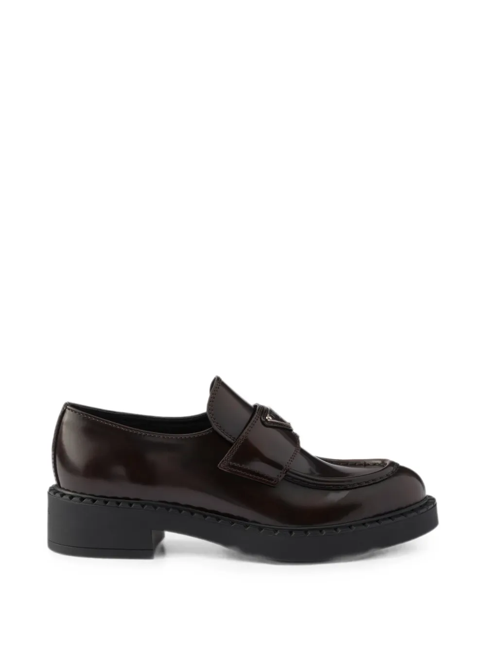 Prada chocolate brushed leather loafers - Marrone