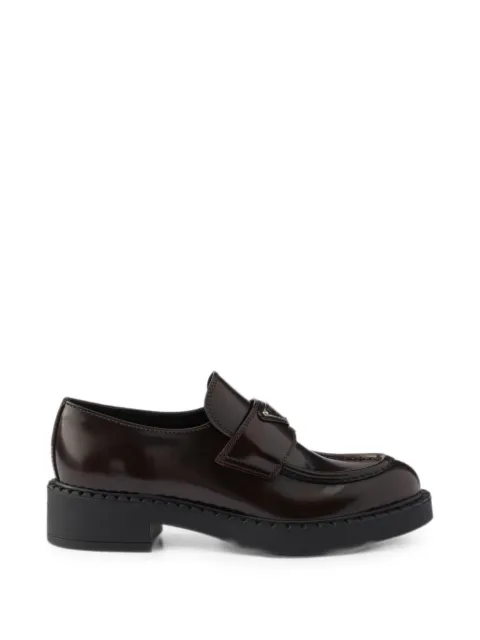 Prada chocolate brushed leather loafers