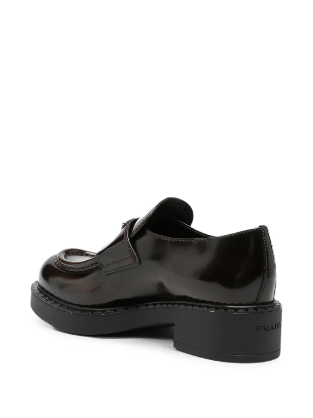 Prada chocolate brushed leather loafers Bruin