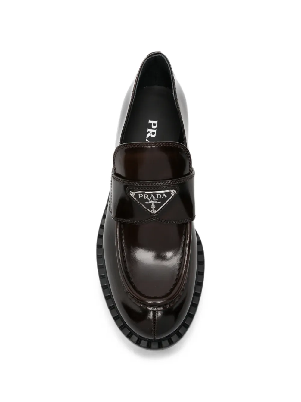 Prada chocolate brushed leather loafers Bruin
