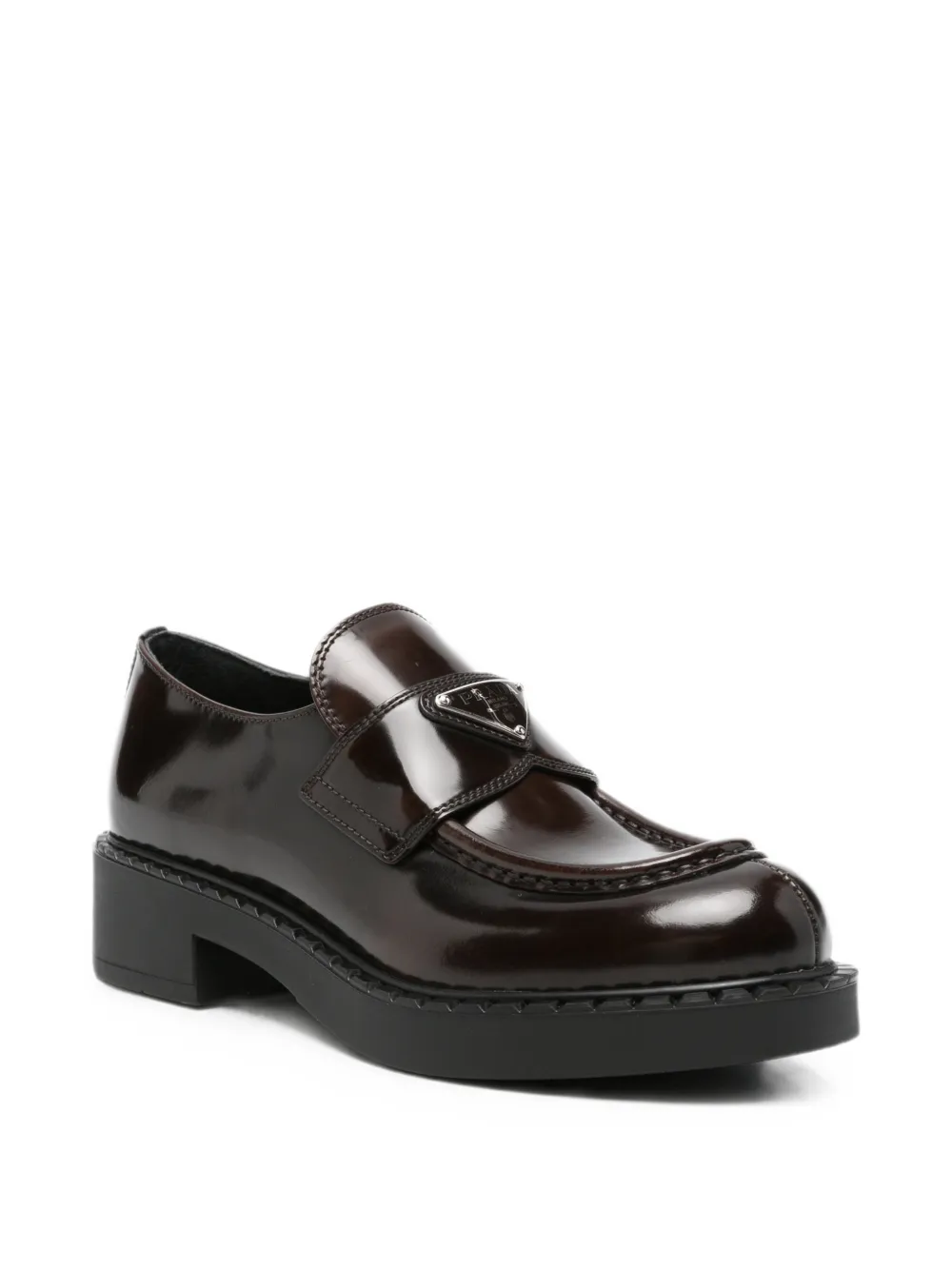 Prada chocolate brushed leather loafers Bruin