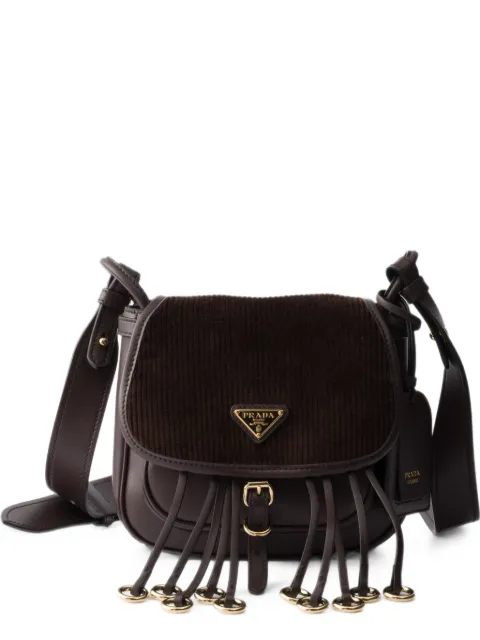 Prada Corsaire corduroy and leather mini shoulder bag