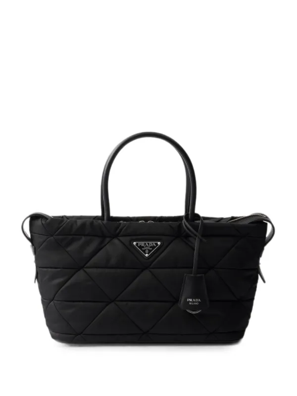 PRADAナイロンハンドバッグ Prada リナイロン パデッド ハンドバッグ M | ブラック | FARFETCH JP
