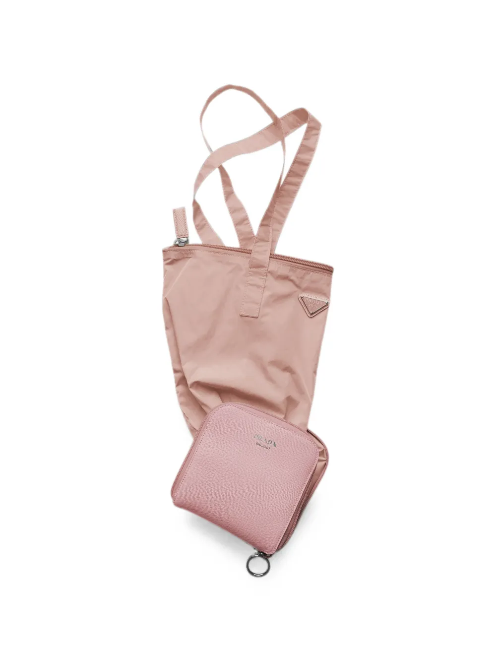 Prada Re-Nylon shopper met saffiano leren hanger Roze