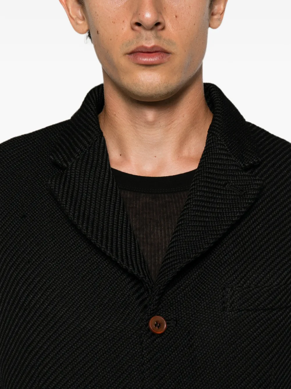 Comme des Garçons Homme Plus Jack met gekerfde revers en diagonale streep Zwart