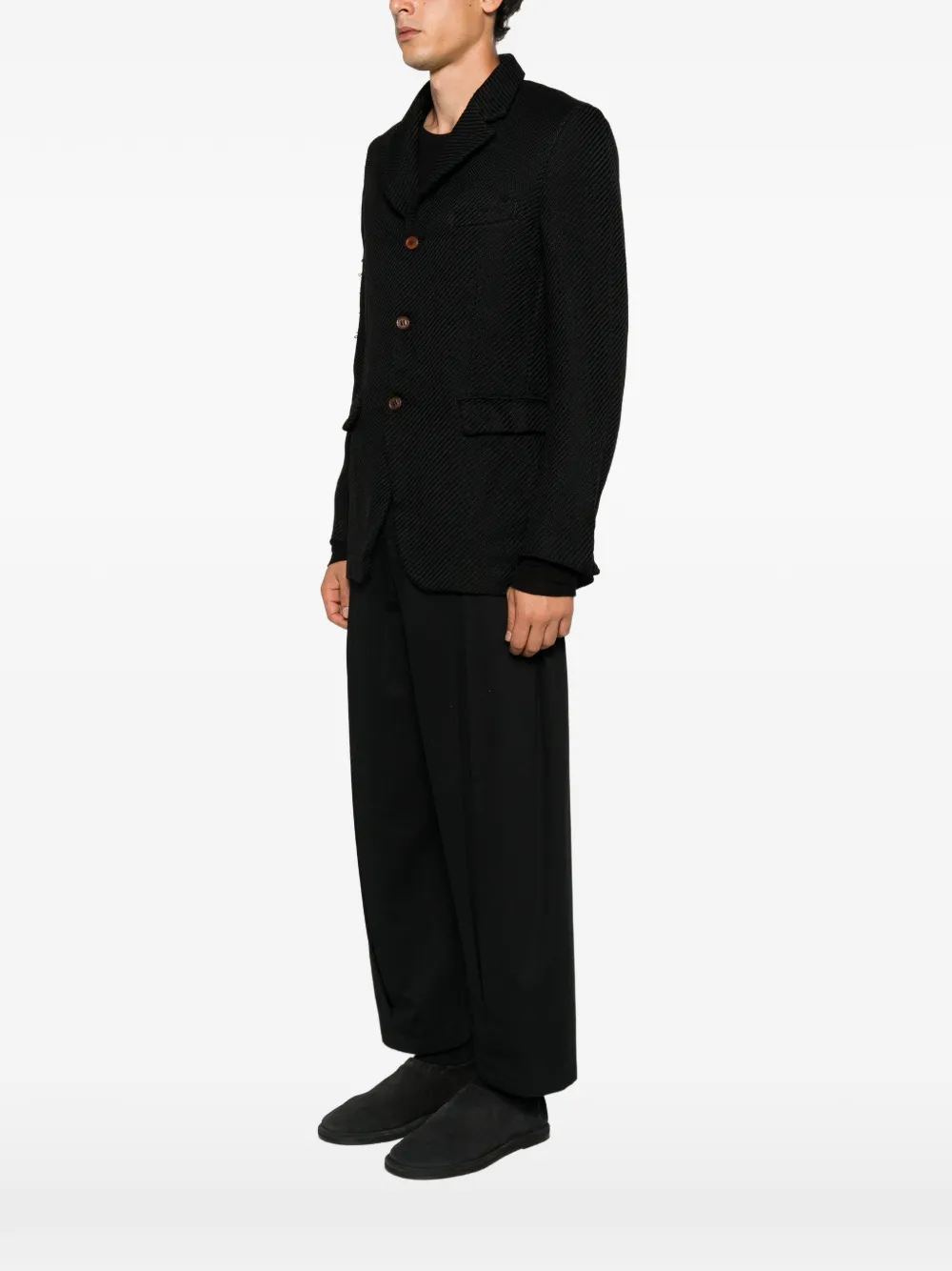 Comme des Garçons Homme Plus Jack met gekerfde revers en diagonale streep Zwart