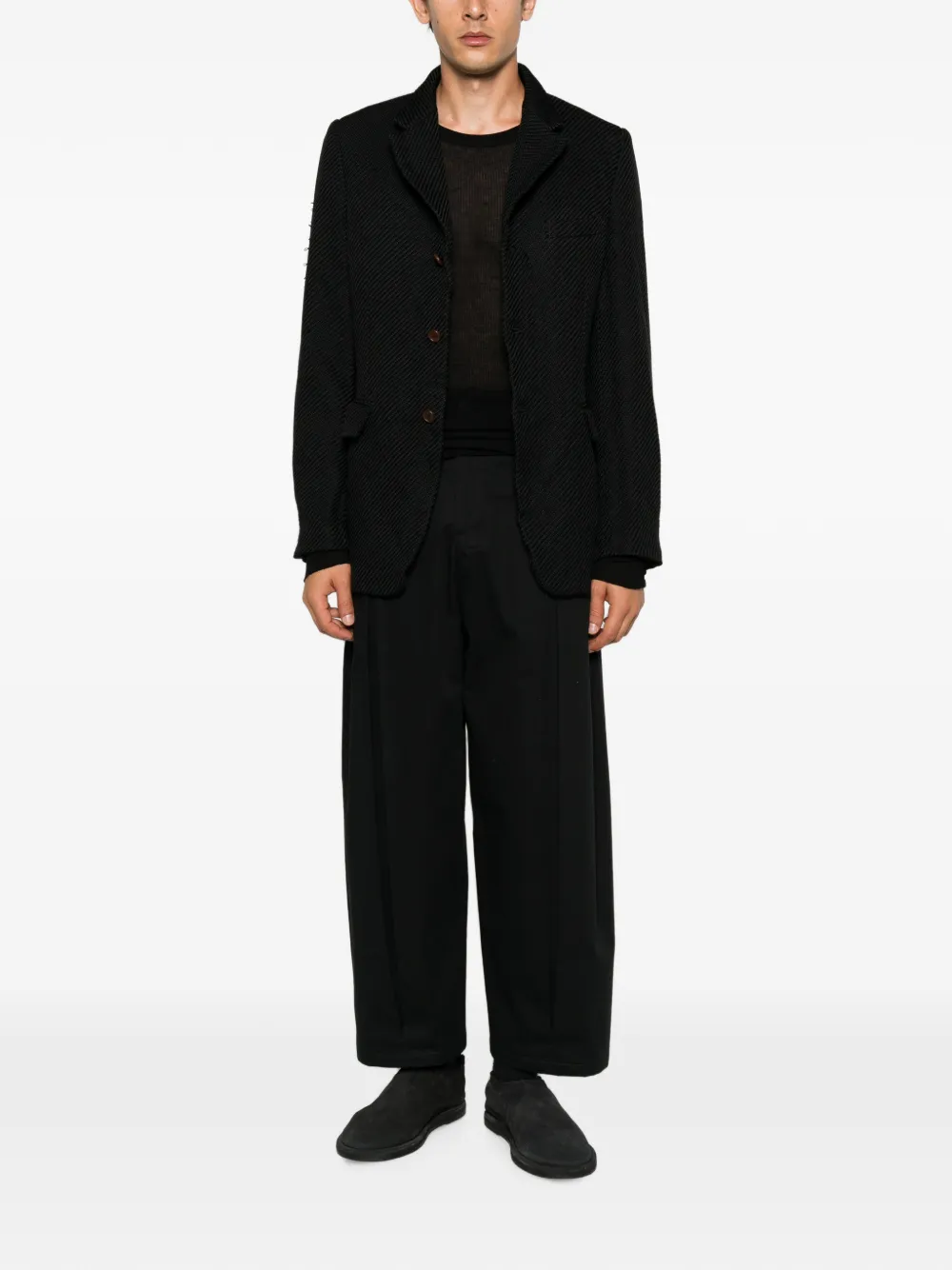 Comme des Garçons Homme Plus Jack met gekerfde revers en diagonale streep Zwart