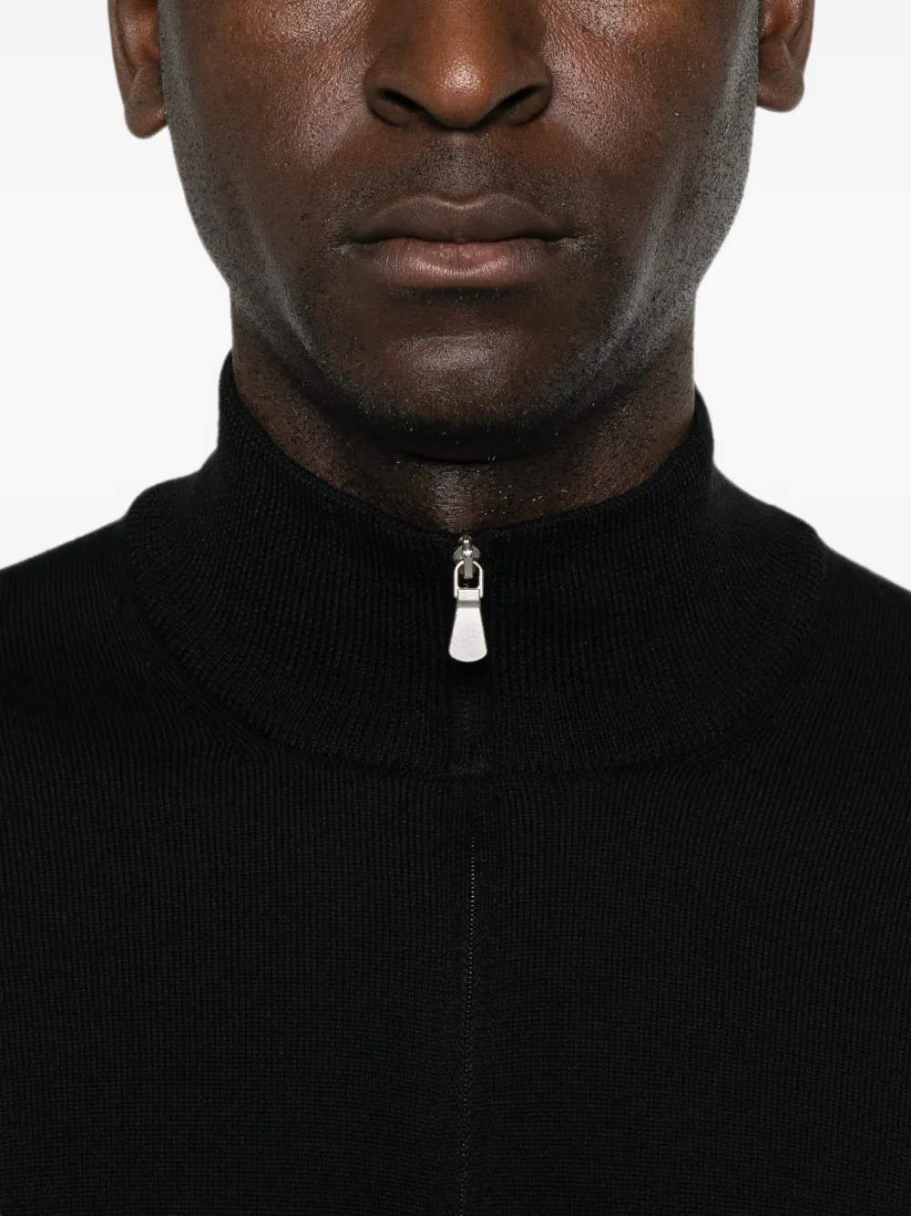 Tagliatore Gebreid poloshirt met kwartrits Zwart