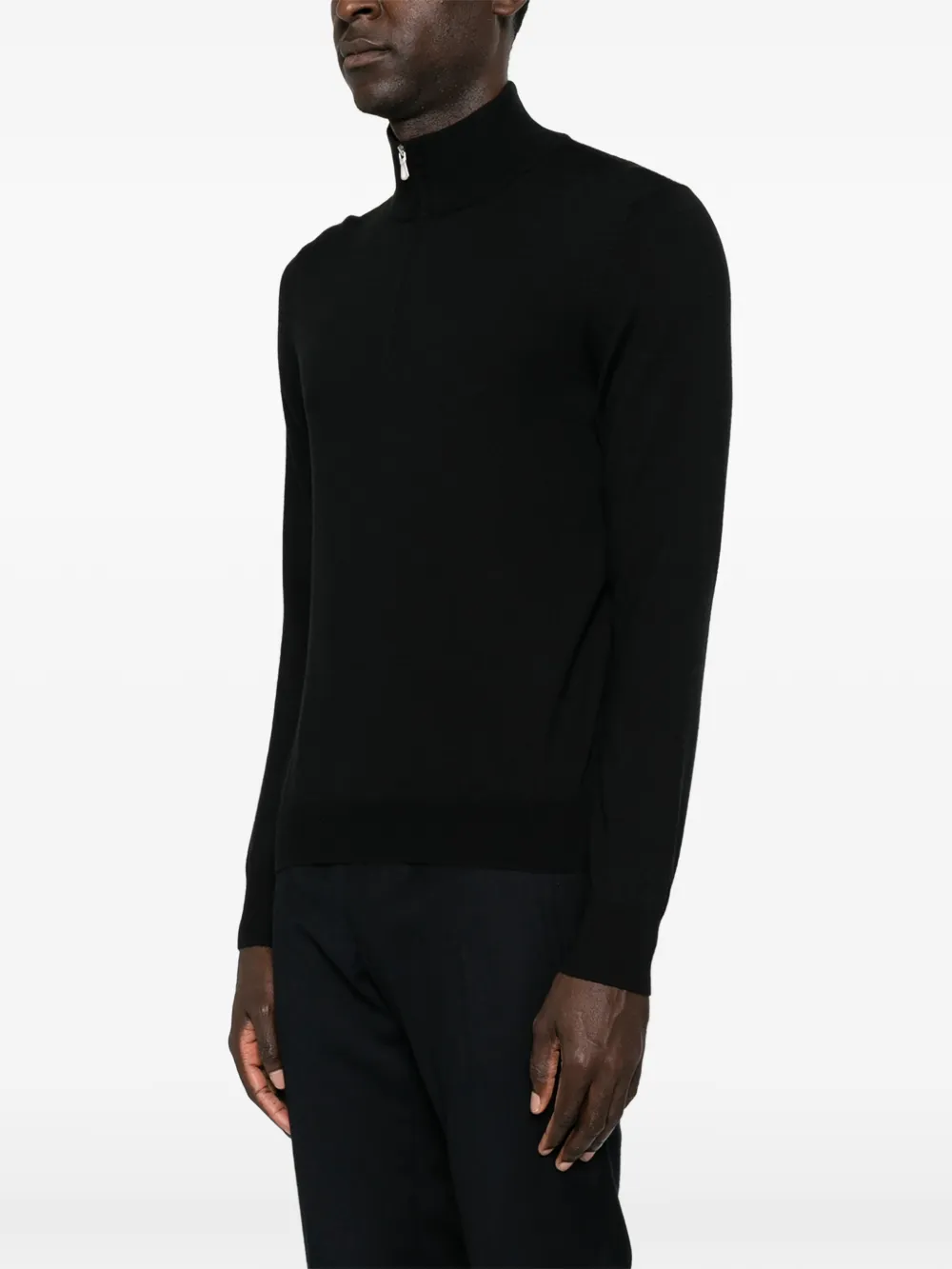 Tagliatore Gebreid poloshirt met kwartrits Zwart