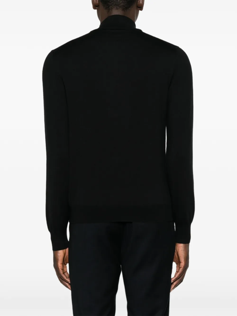 Tagliatore Gebreid poloshirt met kwartrits Zwart