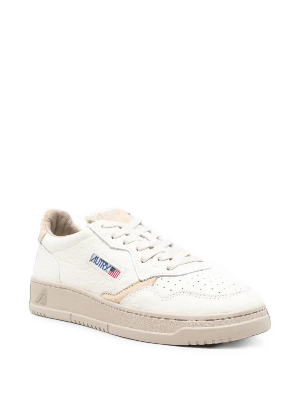 Autry Medalist leren sneakers met ponyhaar Wit