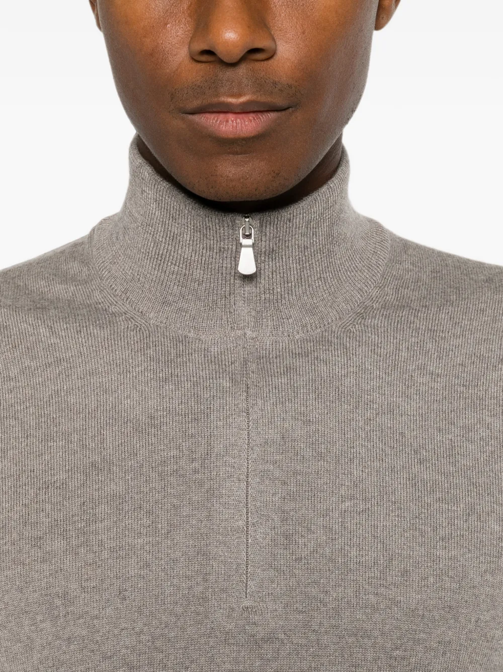 Tagliatore Poloshirt met rits Beige