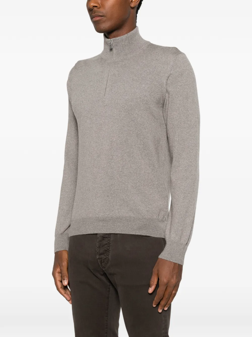 Tagliatore Poloshirt met rits Beige