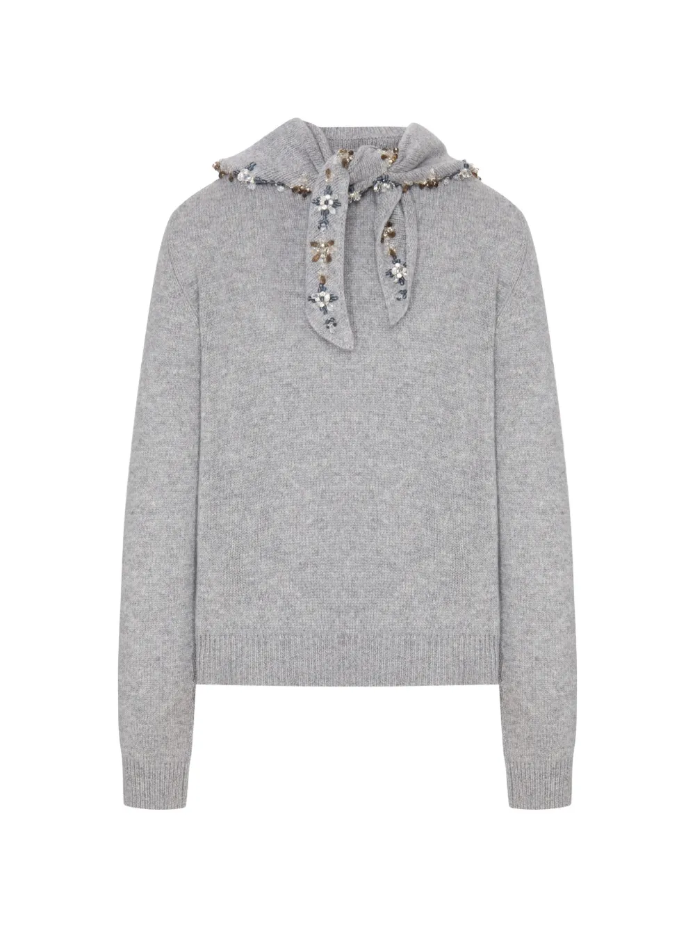 Prada embroidered-scarf cashmere sweater - Grigio