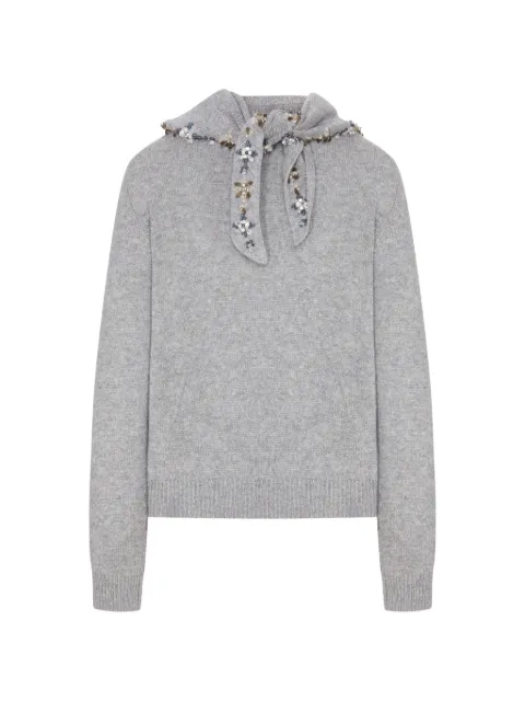 Prada embroidered-scarf cashmere sweater