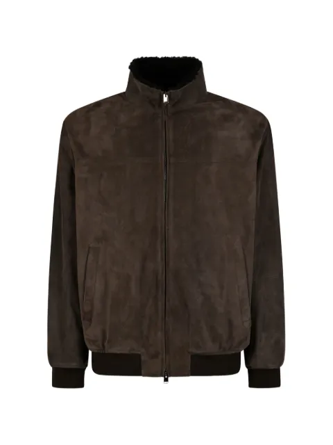Canali high-neck suede jacket