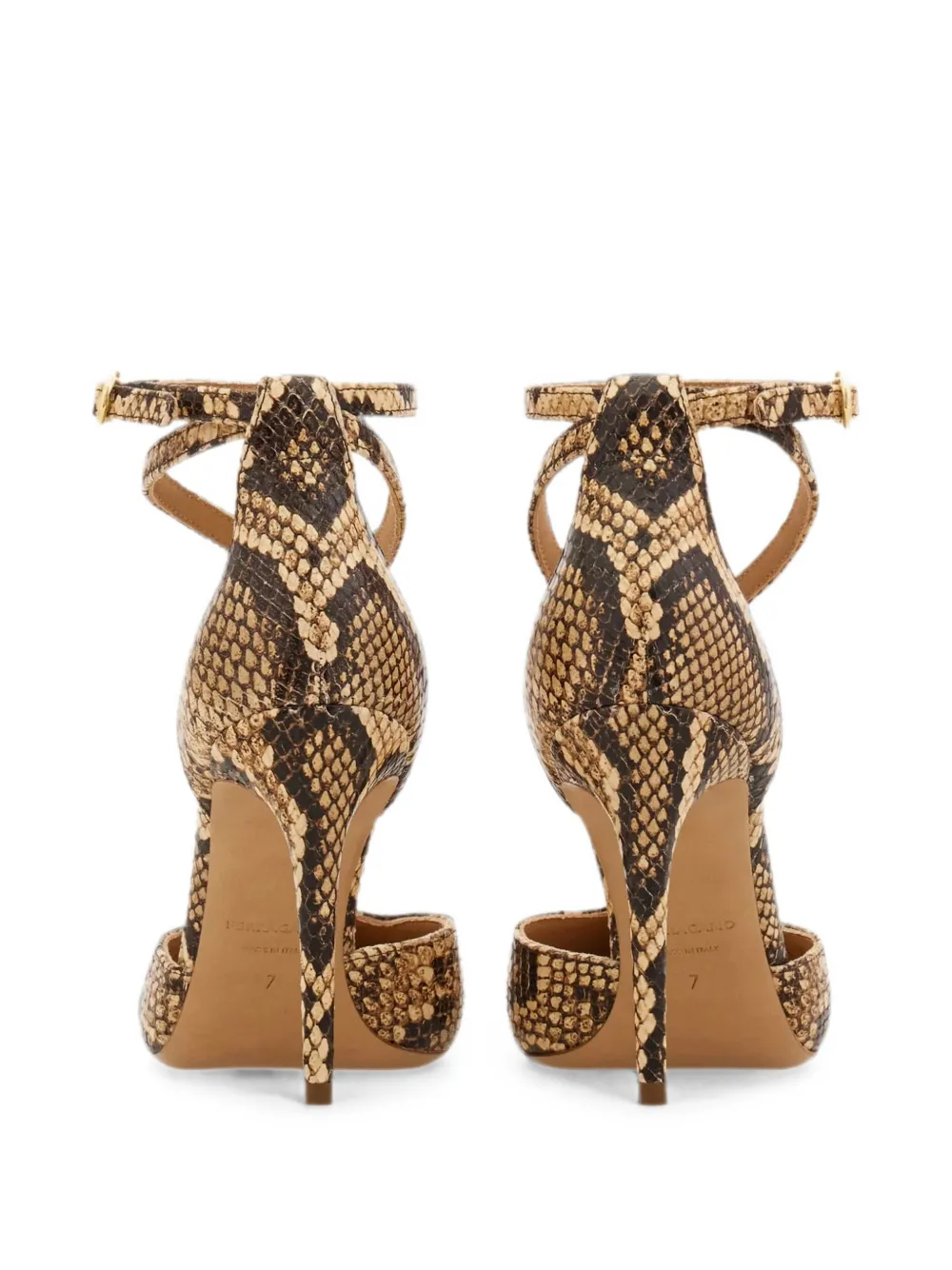 Ferragamo snake-effect T-bar pumps Beige
