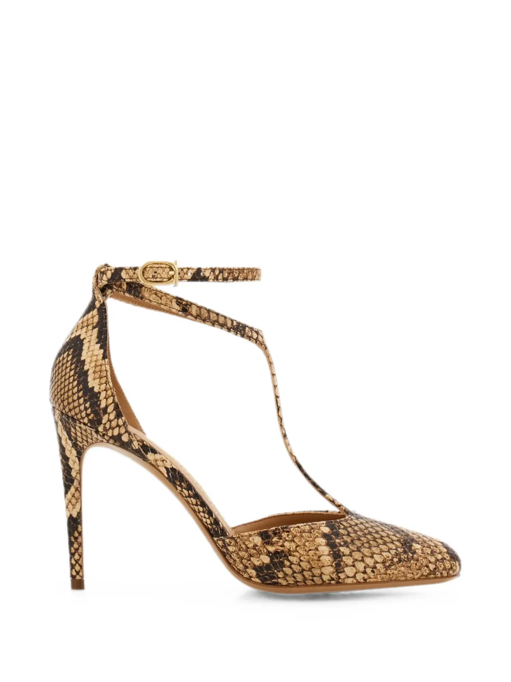 Ferragamo snake-effect T-bar pumps Beige