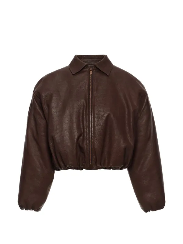 Magda Butrym Cropped Bomber Jacket in Brown