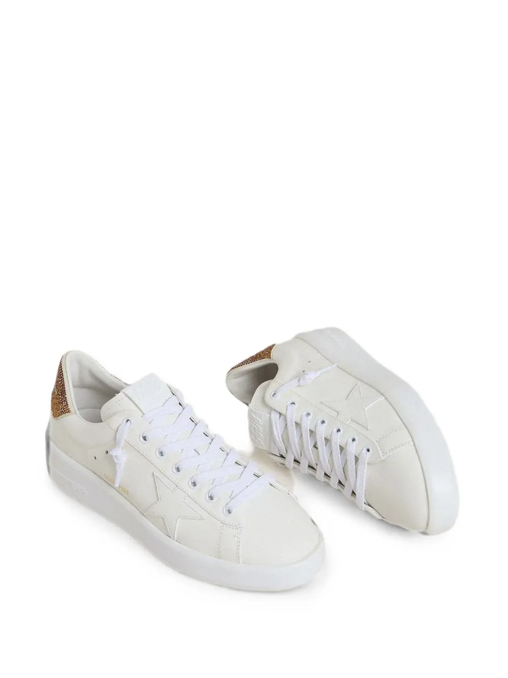 Golden Goose Purestar crystal-embellished leather sneakers Wit