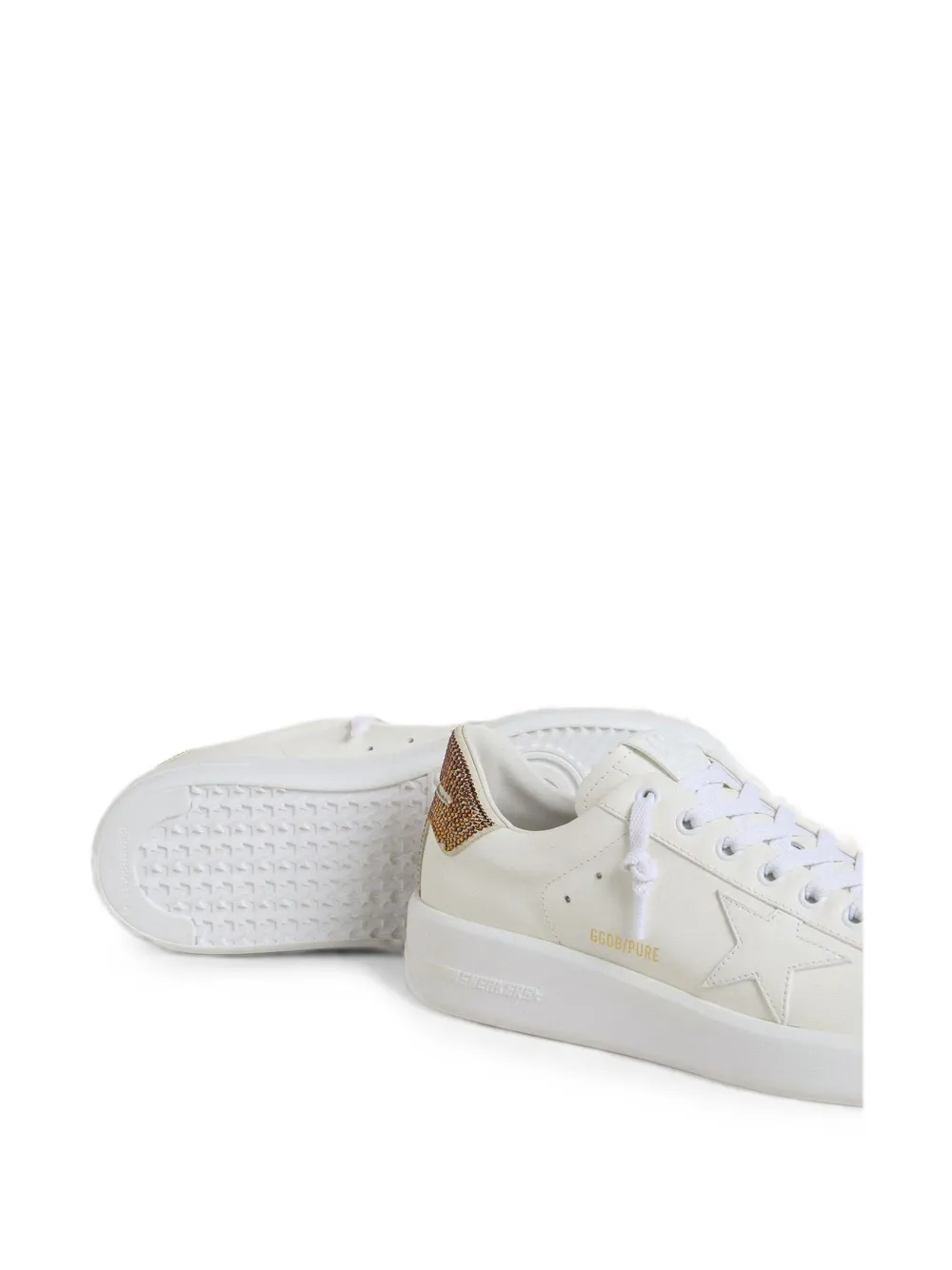 Golden Goose Purestar crystal-embellished leather sneakers Wit