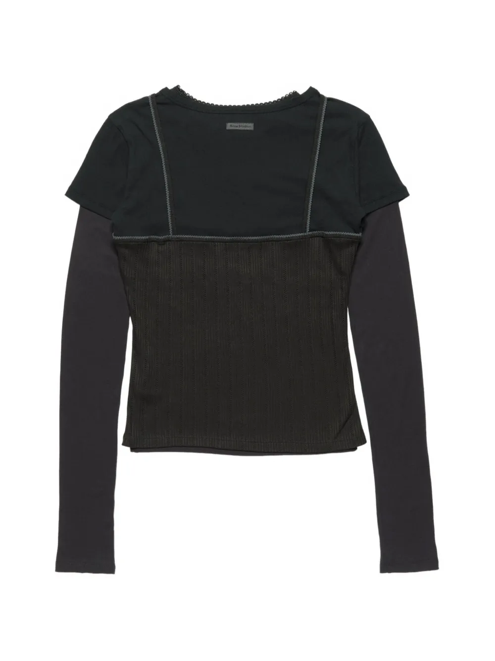 Acne Studios Layered Jersey T-shirt with Bow in Black, view 2