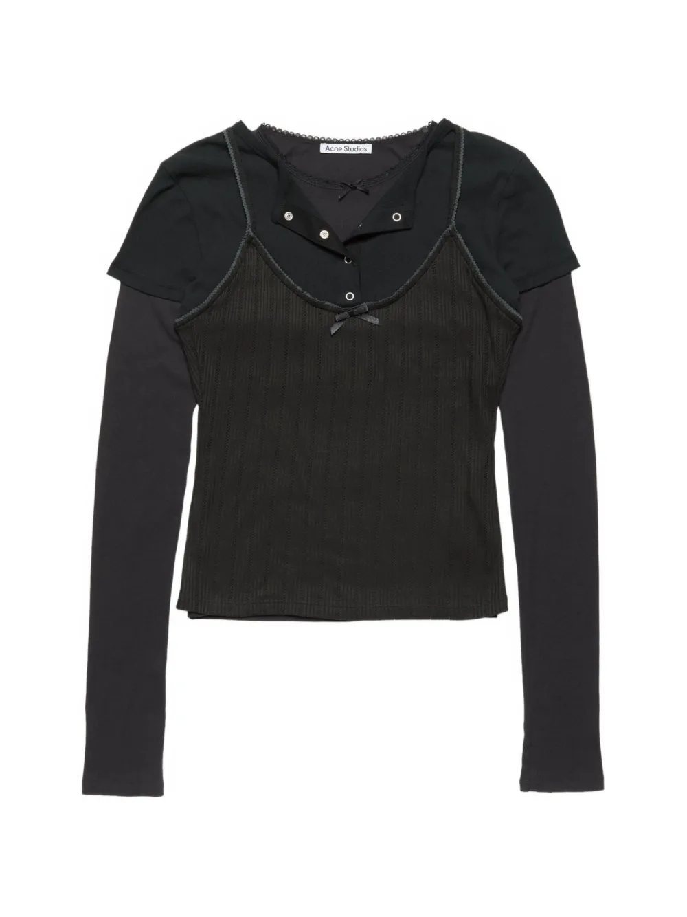Acne Studios layered bow-detail T-shirt - Nero