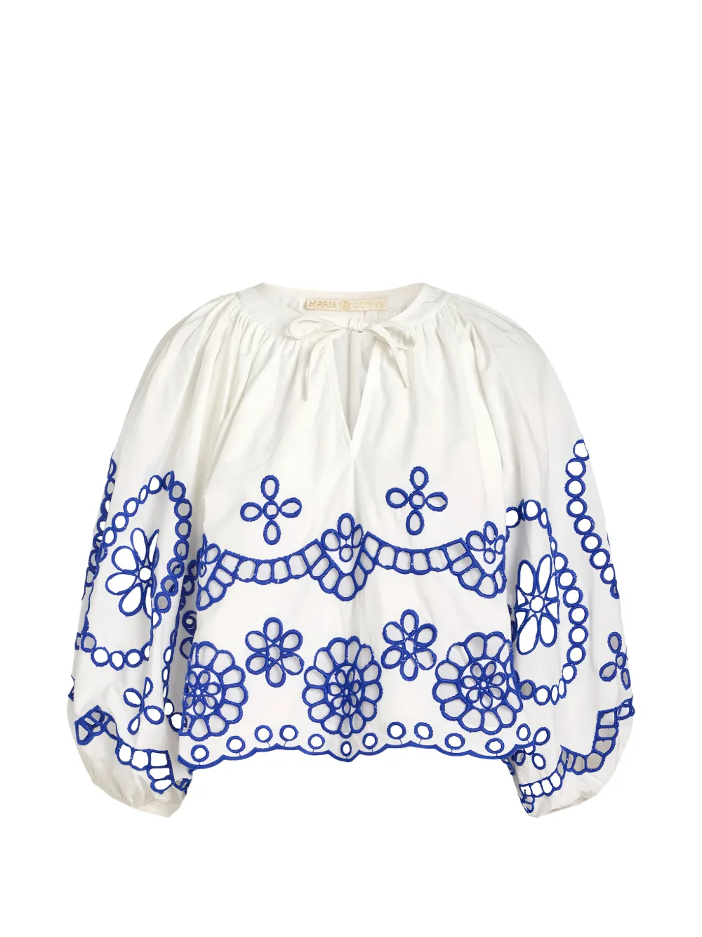 Marie Oliver Vara broderie-anglaise top - Bianco
