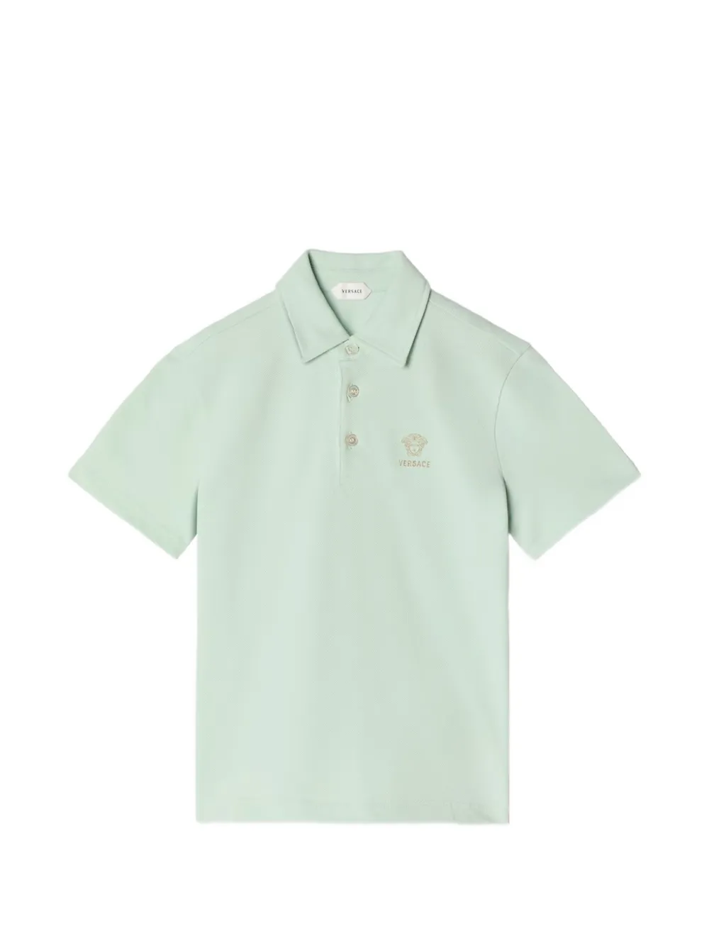 Versace Kids Polo in piqué con ricamo Medusa - Verde