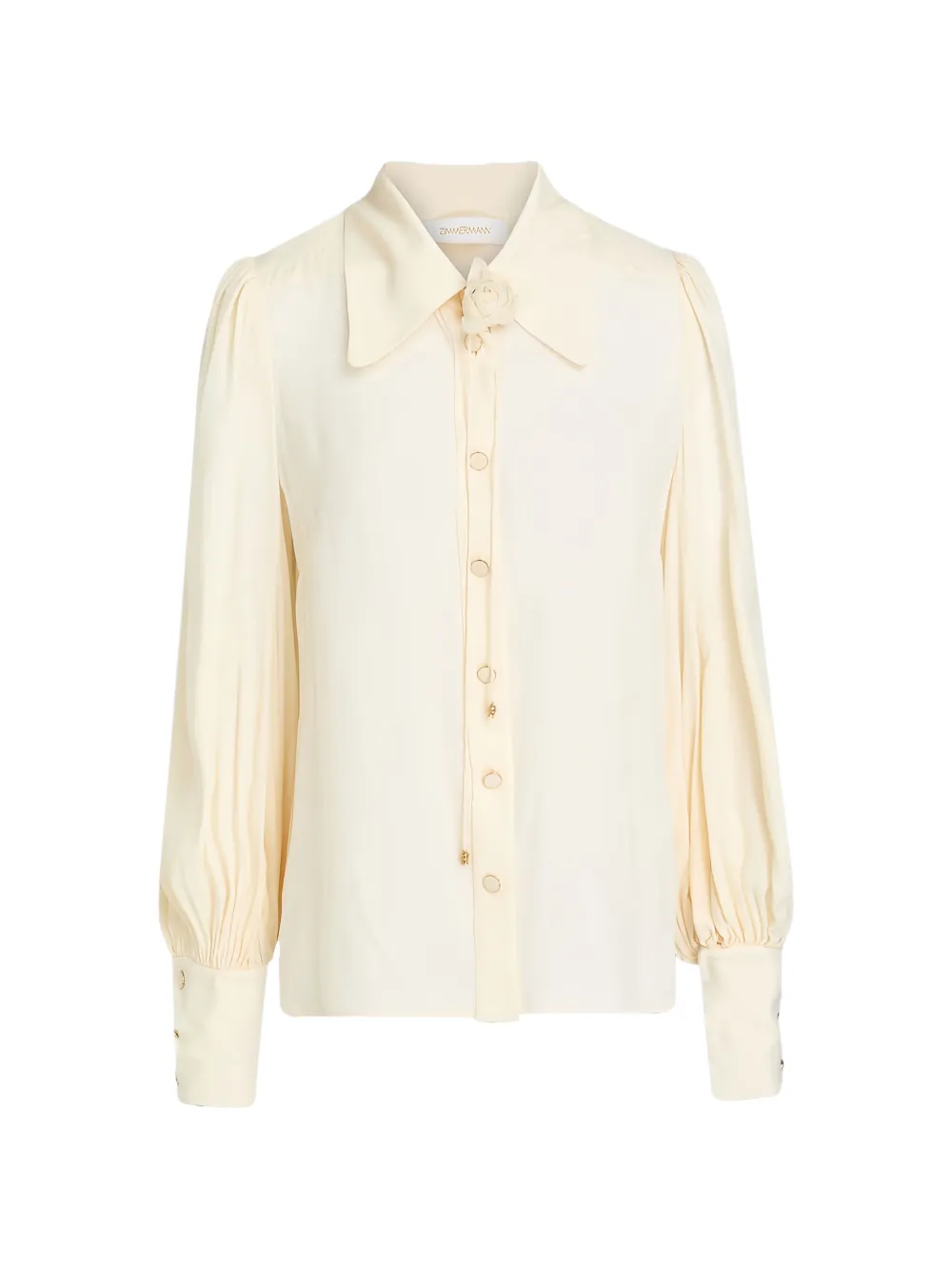 ZIMMERMANN floral-appliqué crepe de chine shirt - Neutrals