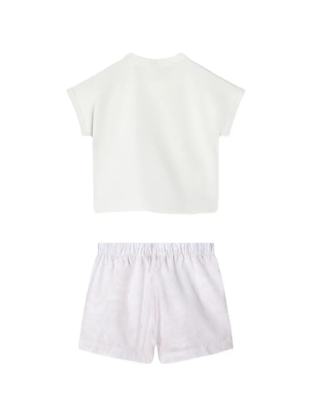 Versace Kids T-shirt en shorts set met Barocco-print Wit