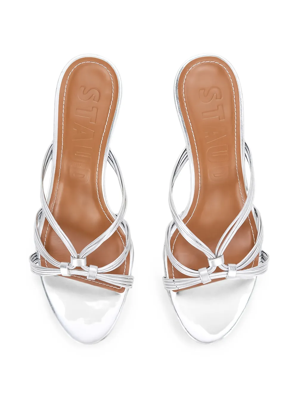 STAUD Carrie strappy mules Zilver