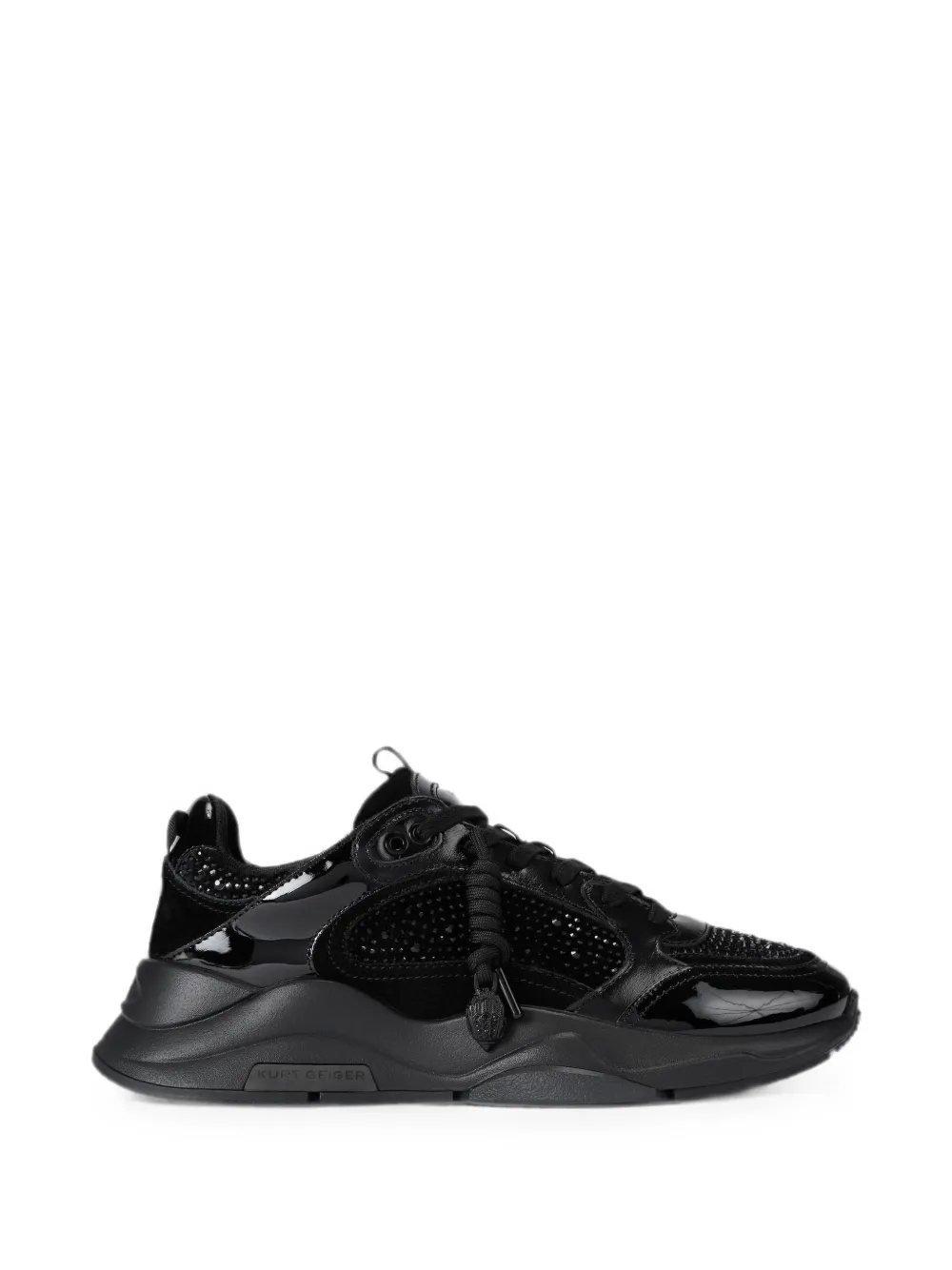 Kurt Geiger London Royston crystal-embellished patent-leather sneakers - Nero