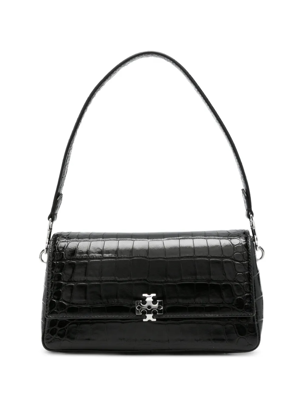 Tory Burch Charlie croc-embossed shoulder bag - Nero