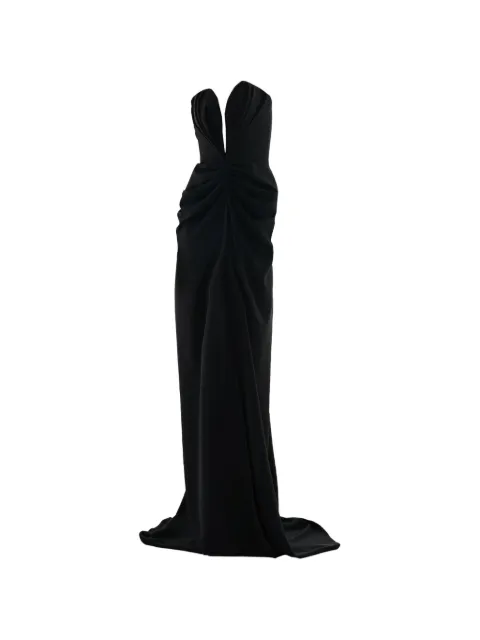 Rhea Costa strapless draped gown