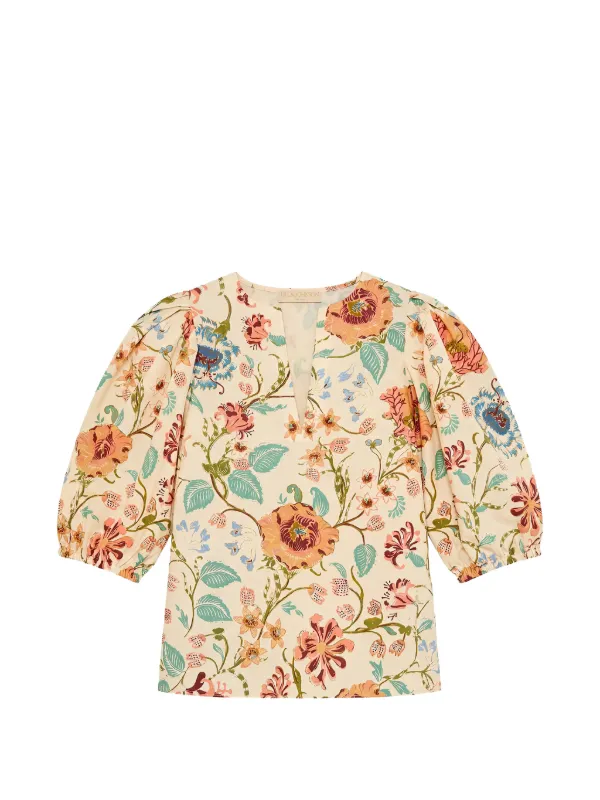 Ulla Johnson Florielle Floral-print Blouse in Neutrals
