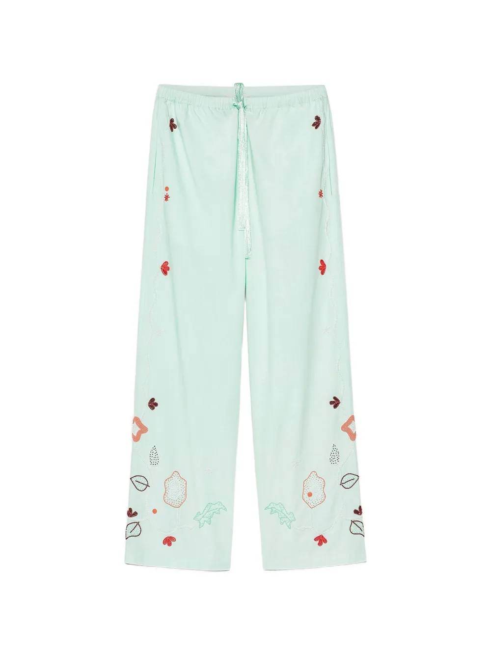 Forte Forte embroidered drawstring-waist trousers - Blu