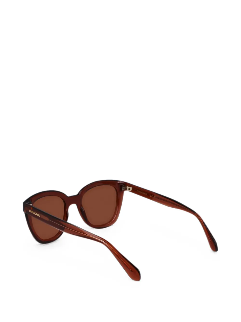 Ferragamo Zonnebril met rond montuur Bruin