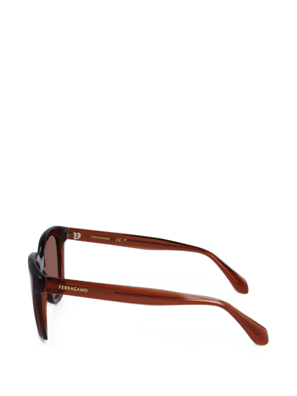 Ferragamo Zonnebril met rond montuur Bruin