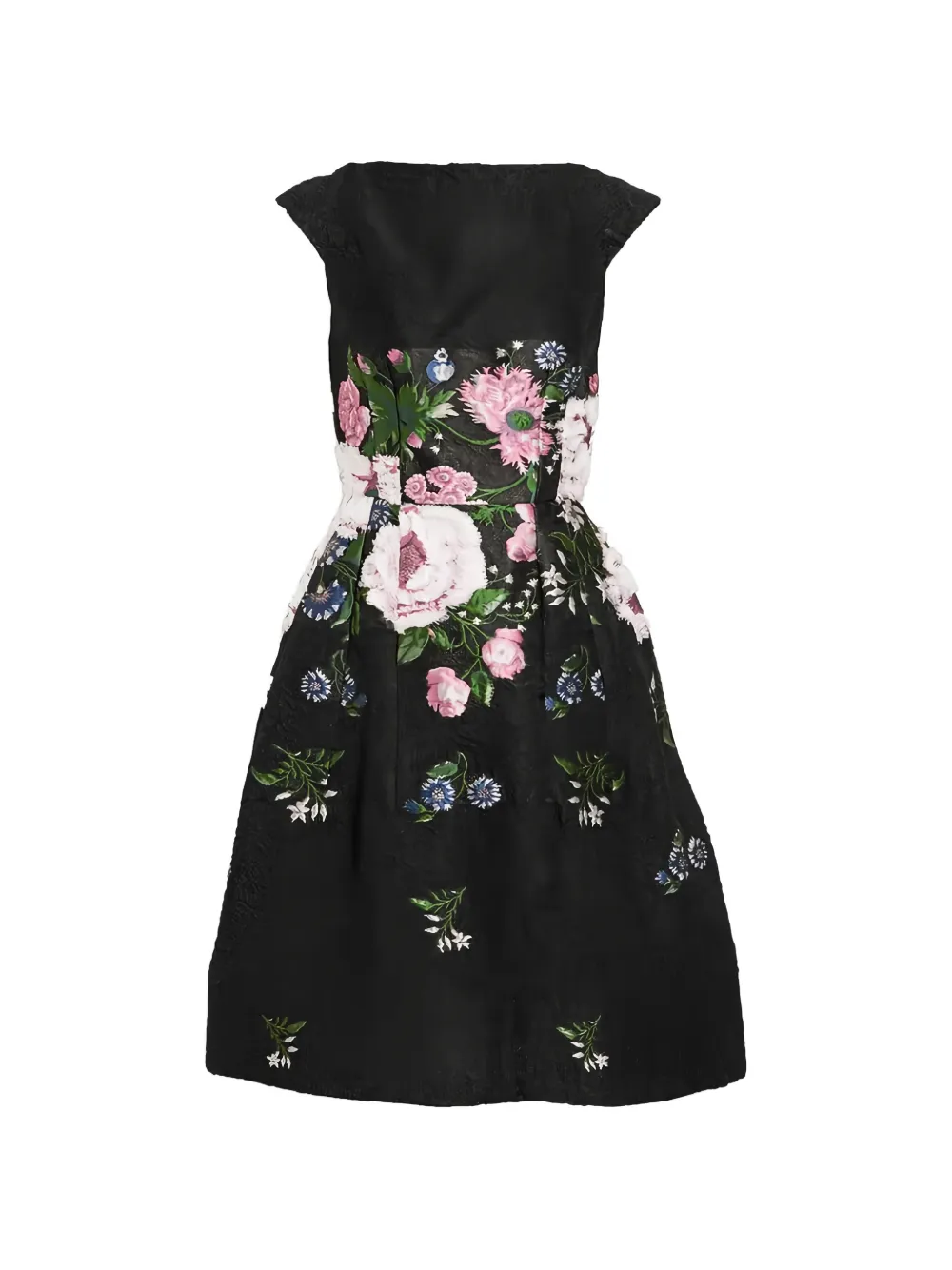 Oscar de la Renta embroidered fil coupé cloqué midi dress - Nero