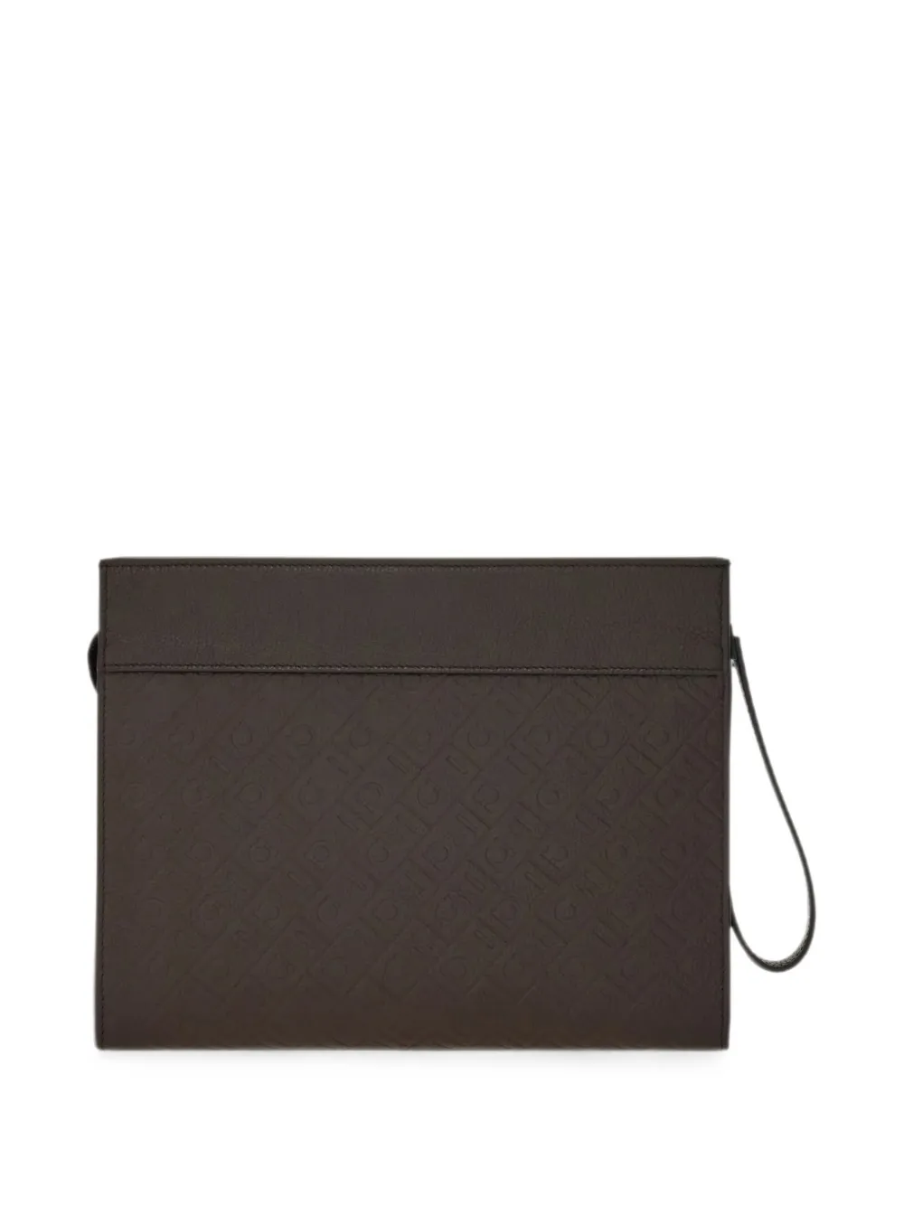 Ferragamo Leren clutch met Gancini-reliëf Bruin