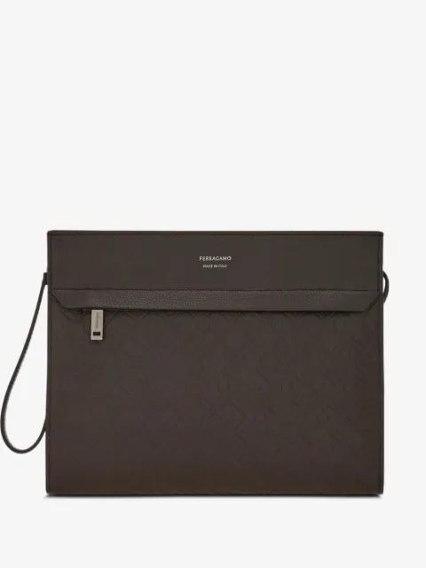 Ferragamo pochette en cuir à motif Gancini embossé