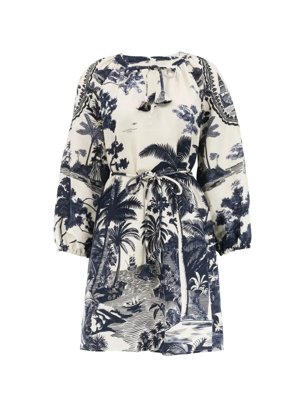 Hunter Bell Lisette tropical-print tie-waist mini dress