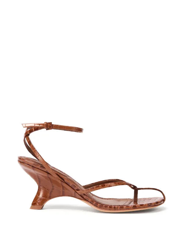 Simkhai Croc-effect Kelsey Sandals in Brown