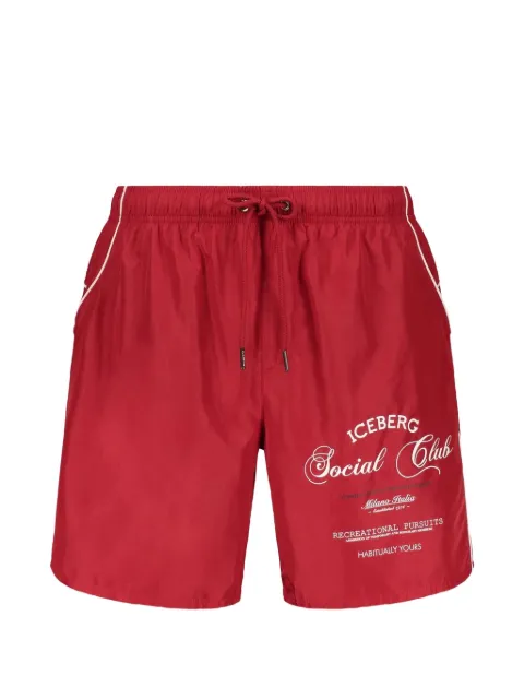 Iceberg logo-print piped swim shorts